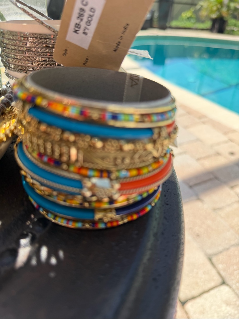 Build A Bracelet Stack -New AMRITA SINGH Bangle Bracelets - Red and Gold 2pc